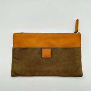 Andar‎ The Joey Pouch Brown Canvas Leather Minimalist Top Zip Thunderbird Indie